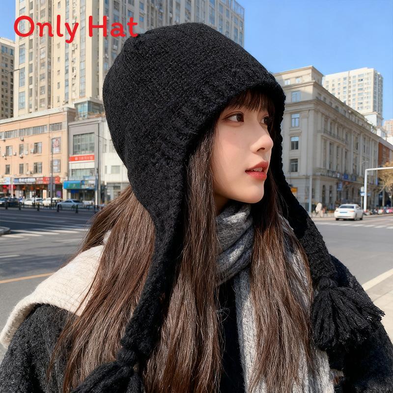 Pure Wool Beanie Hat Unisex Autumn Winter Cozy Knit Cap For Daily Wear чёрный