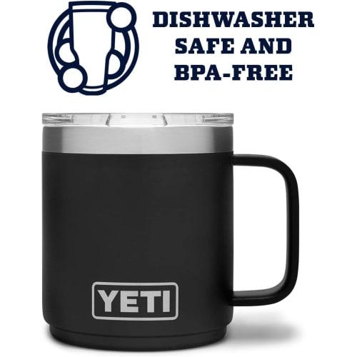 YETI Rambler 10oz (296ml) Stainless Steel Insulated Mug with Magnetic and Sliding Lid (Black) - Available in a Variety of Colors