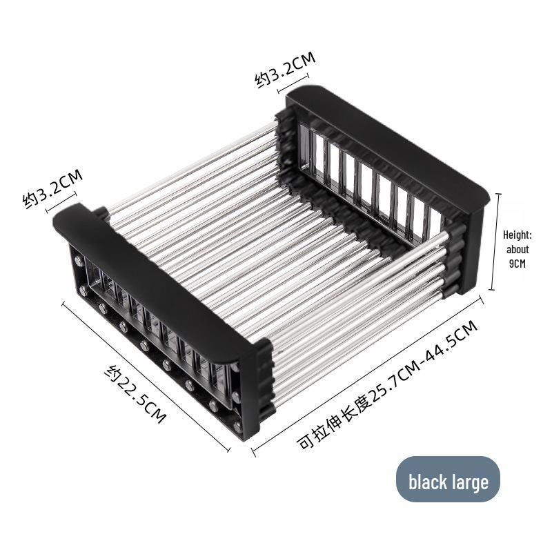 Retractable Kitchen Sink Dish Drying Rack & Storage Basket