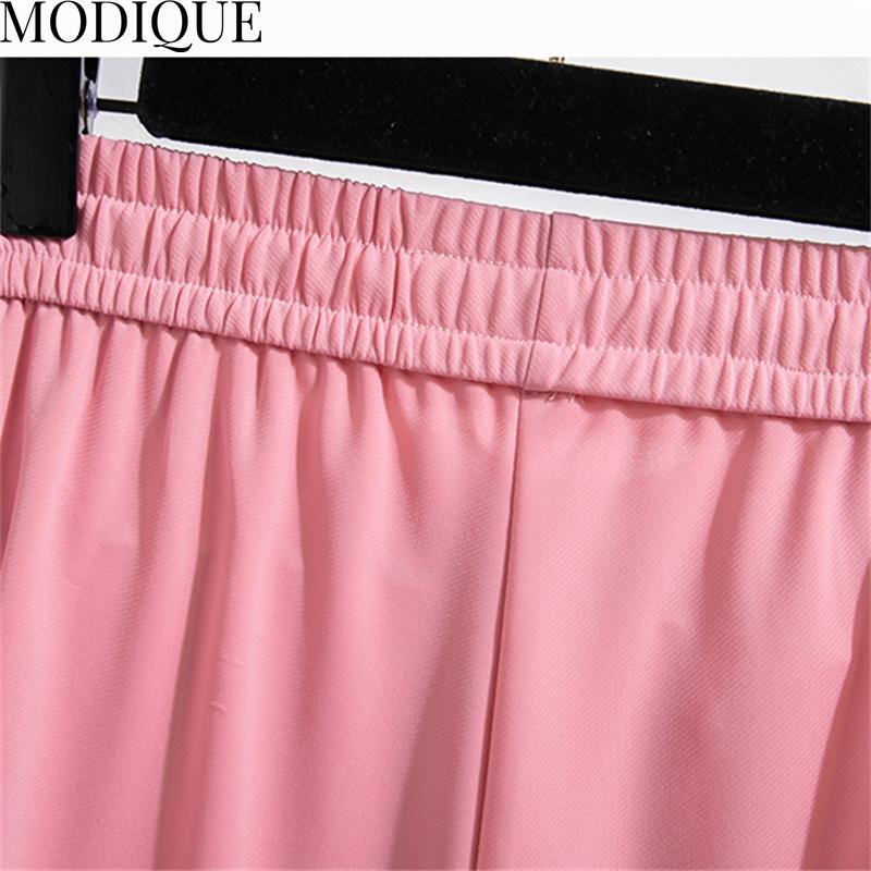 MODIQUE Jaro Léto Nadměrná velikost Nové Ženy Volné Ležérní Bavlna Rovné Dlouhé Kalhoty Tepláky Dámské Všestranné Základy Široké nohavice Délka ke kotníkům