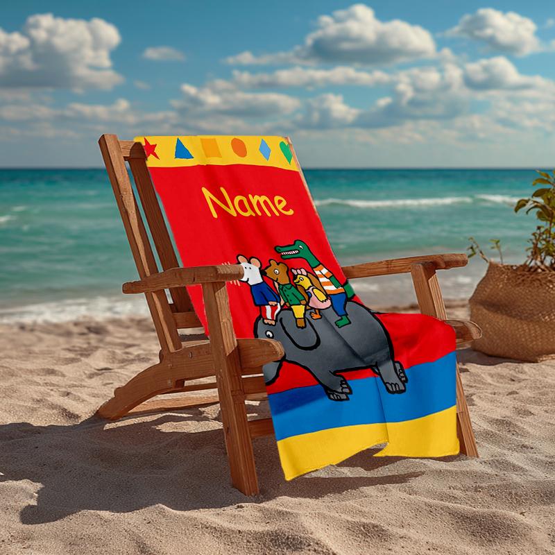 Custom Name Ultra-Soft Beach Towel with Maisy Mouse Theme,Ideal for Pool - Camping, Diving - Perfect Travel Essential, Vibrant Beach Towel.