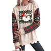 Women's Loose Drop Shoulder Long Sleeve Christmas Print Sweatshirt with Scalloped Wavy Hem Crewneck Pullover