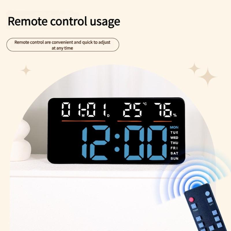 Modern Oversized Electronic Wall Clock Multifunction Time Date 2 Alarm Countdown Timer LED Display Easy Installation