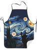 Van Gogh Starry Night & Sunflower Art Print Apron - Vintage Style Unisex Kitchen Apron for Cooking, Hand Wash/Dry Clean
