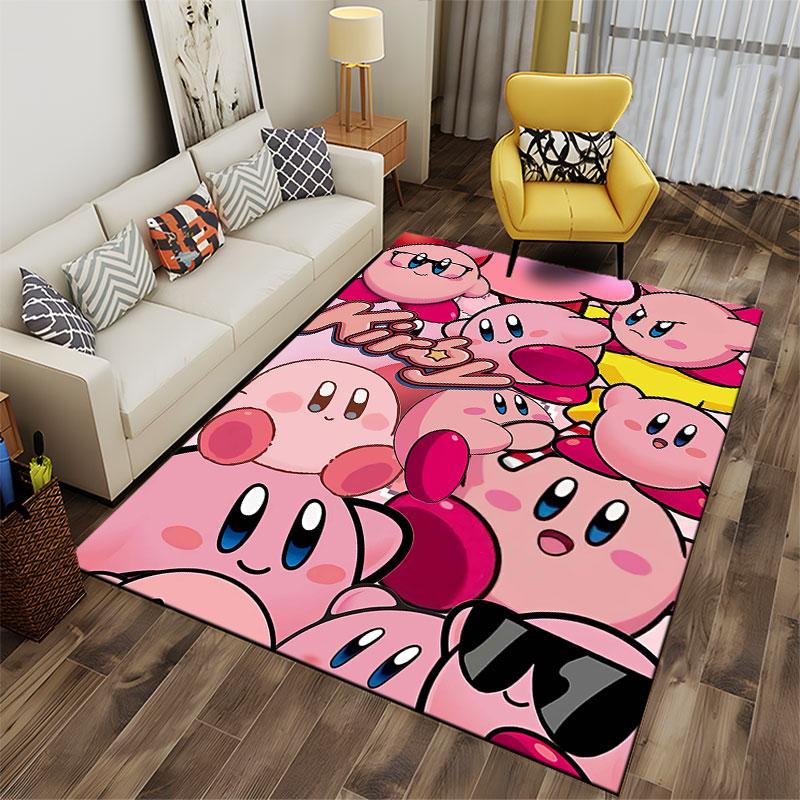 Rosa Kirby Cartoon Collage Teppich geeignet als rutschfeste Matte für das Wohnzimmer oder Schlafzimmer Sofa