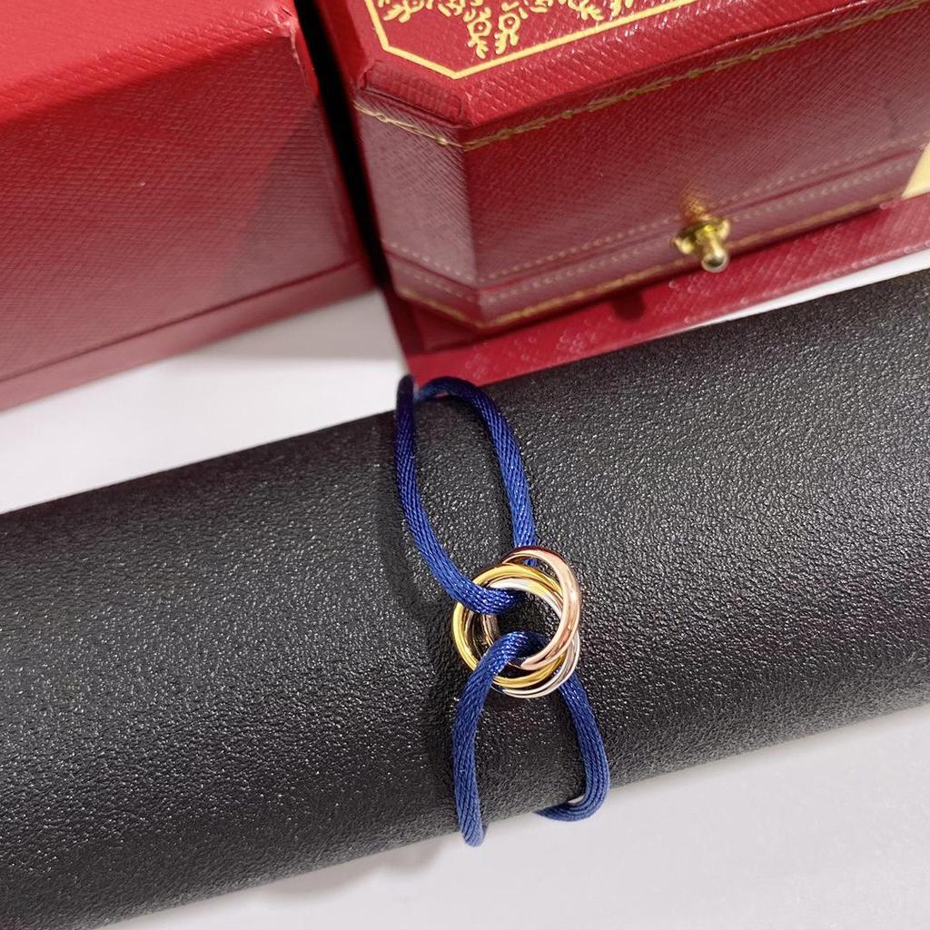 Three-Color Hand-Woven Red Rope Bracelet: Lucky Valentine's Gift for Couples.