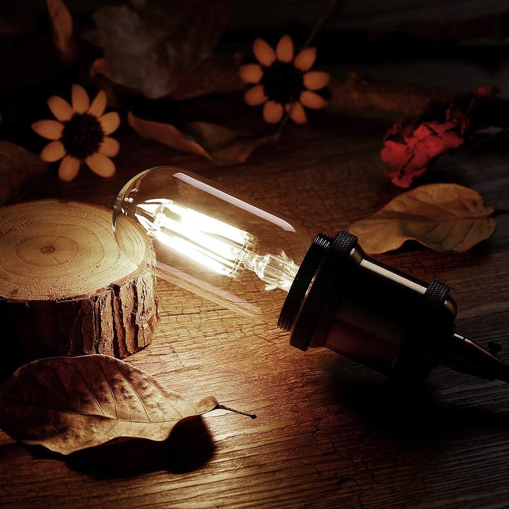 Dimmable T45 LED Edison Bulb,2700K Warm White,6W Antique Tubular LED Filament Bulbs,60 Watt Equivalent E26 Base,550Lm,Pack of 6