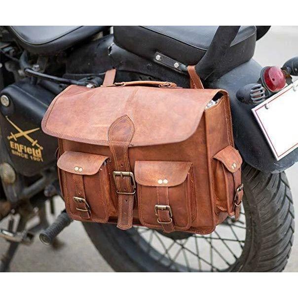 2 Motorcycle Saddlebags Side Pouch Quality Leather Pouch Panniers 2 Saddle bags
