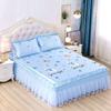 Summer Bed Skirt Ice Silk Summer Mat Water Machine Washable Folding Bed Cover Single Double Air Conditioning Soft Mat Three-Piece Set