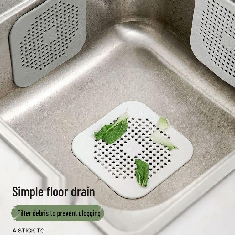 Silicone Kitchen & Bathroom Floor Drain Mat - Hair Blockage Prevention Suction Cup Filter