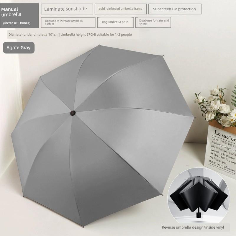 Sun Umbrella Female Foldable Rain Dual-Use Ins Wind Pure Color Minimalist Automatic Sun Protection UV Protection Sun Umbrella
