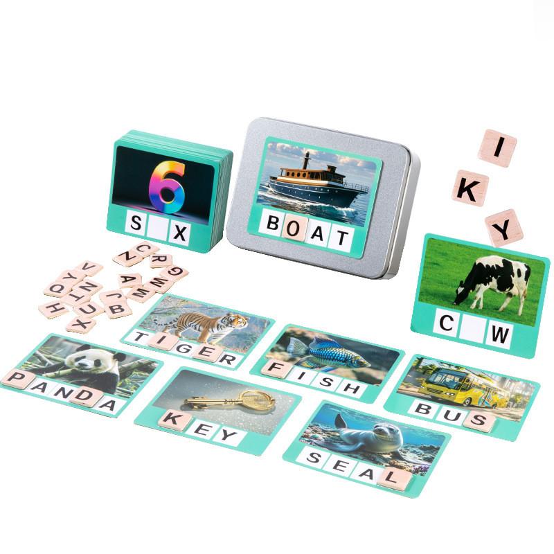 Wooden English Word Building Puzzle Game For Kids Educational Family Activity