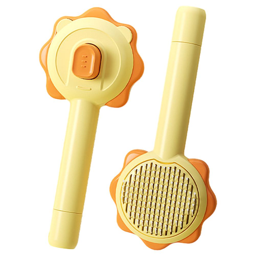 

Cute Cats Massage Brush Multifunctional Sunflower Cat Grooming Brush Stainless Steel with Release Button for Dogs & Cats жёлтый