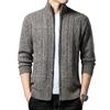 Men's  Standing Collar  Add Cotton  Adding Fleece  Thickened  Long Sleeves  Color Matching  Cardigan  Knitting  Sweater  Coat