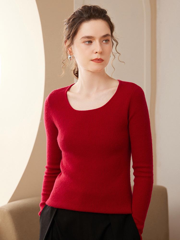 Women's Slim Fit V-Neck Cashmere Pullover Sweater for Autumn/Winter