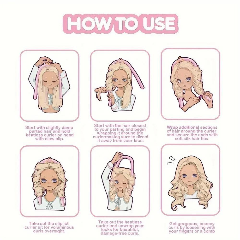 Heatless Curling Rod Set Headband No Heat Silk Curls Ribbon Hair Rollers Hair Curlers To Sleep In Sleeping Soft Headband Styling