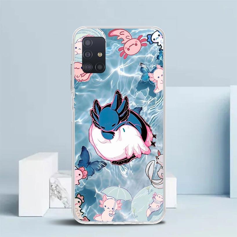 

Cute Axolotl Kawaii Soft Cover for Samsung Galaxy A12 A22 A32 A52 A72 A02S Phone Case Note 20 Ultra 10 S10 Plus A51 A71 A50S A20 Samsung A20(A30)