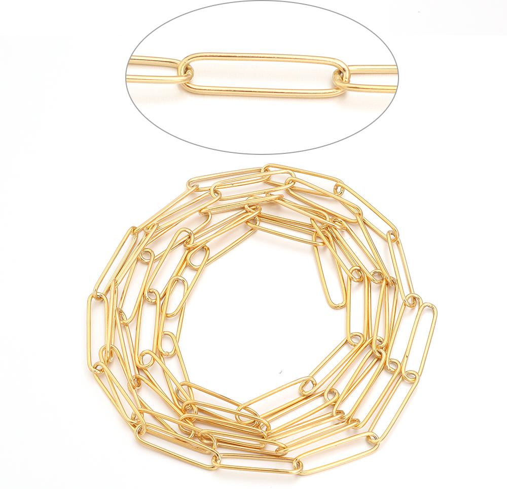 1Meter Stainless Steel Paperclip Chain for Necklace Bracelet Choker Jewelry Making Components DIY Gold Steel Color Link Chain