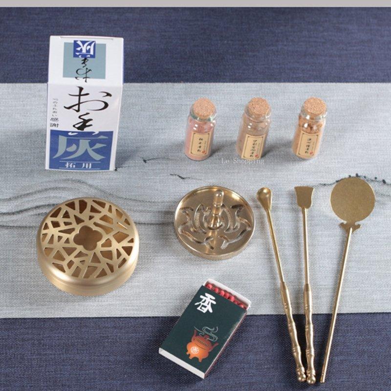 10pcs Incense Road Gift Box Set DIY Introductory Pure Copper Air Incense Burner Incense Home Use Natural Sandalwood Powder Seal