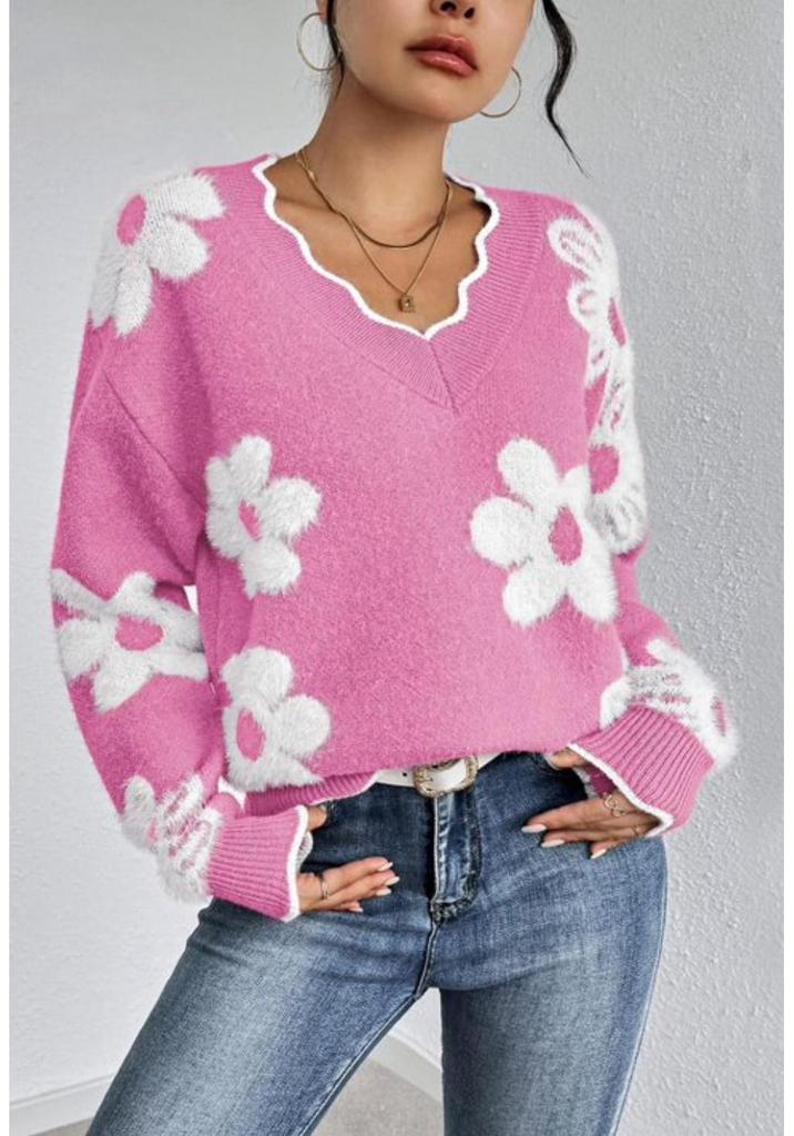 Women's Faux Mink Jacquard Lace Collar Knit Pullover Sweater for Autumn/Winter