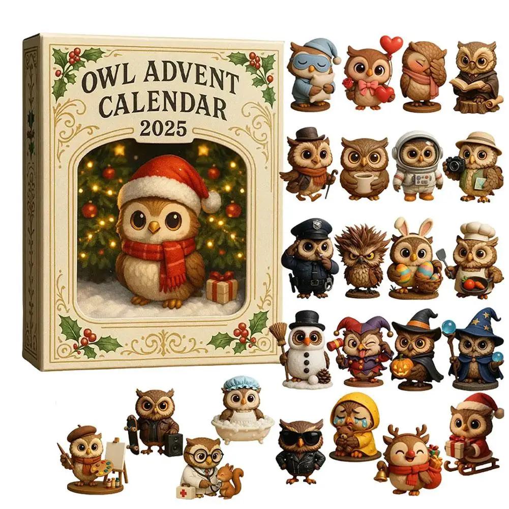 Christmas Advent Calendar Xmas Countdown Calendar With Miniature 2D Owl Calendar Pendant Box Festival Animal Advent Surpris C9Y8