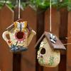 Wild Bird Nest Craft Decors Hanging Bird House For Outdoor Garden Yard Patios Decoration Weather Proof Bird Shelter