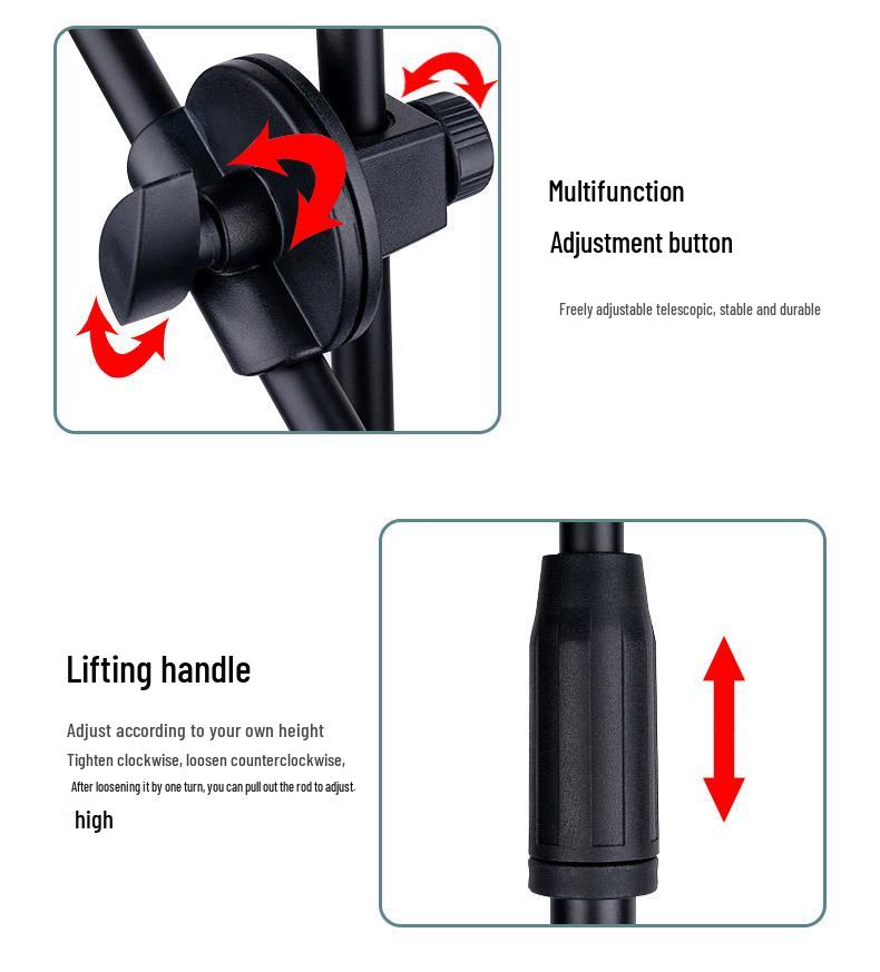Adjustable Portable Microphone Tripod Stand for Live Streaming, Recording, Outdoor, or KTV