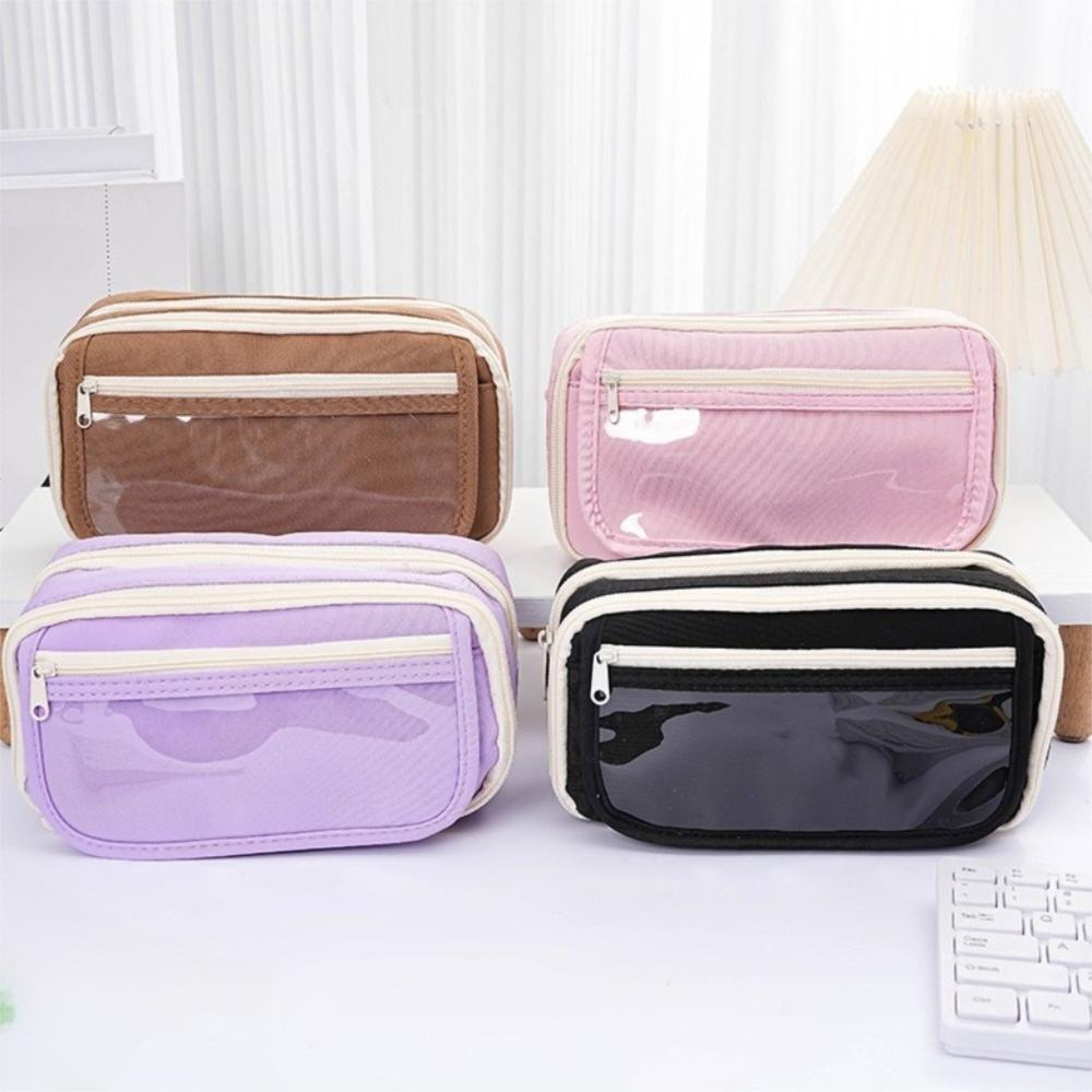 Large Capacity Pen Pouch Solid Color Pencil Case Fashion Pencil Bag  Back To School