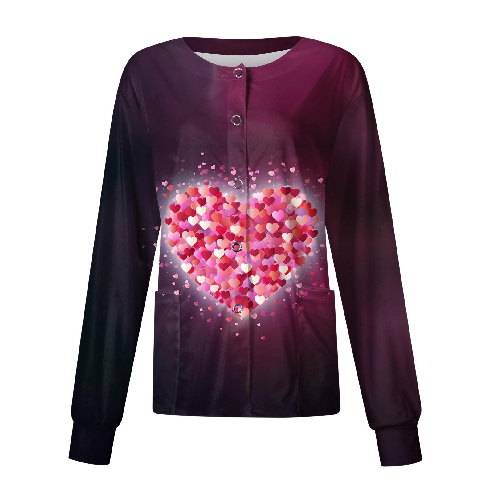 

Женские повседневные модные однобортные топы для медсестер с воротником-стойкой и принтом ко Дню святого Валентина L чёрный