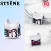 Copper Christmas Charm Series Colorful Zirconium Snowflake Christmas Hat Beads For Women'S Bracelet Jewelry Gift