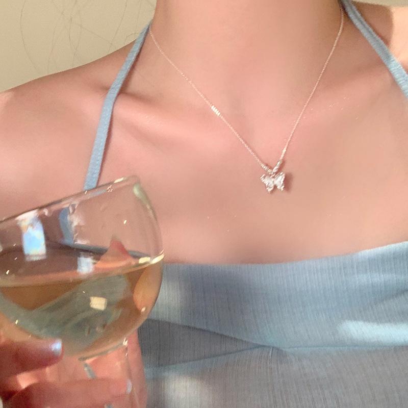 Crystal Butterfly Charms Woman Necklace Girls Alloy Rhinestone Chain Necklace Chokers Gifts For Friends