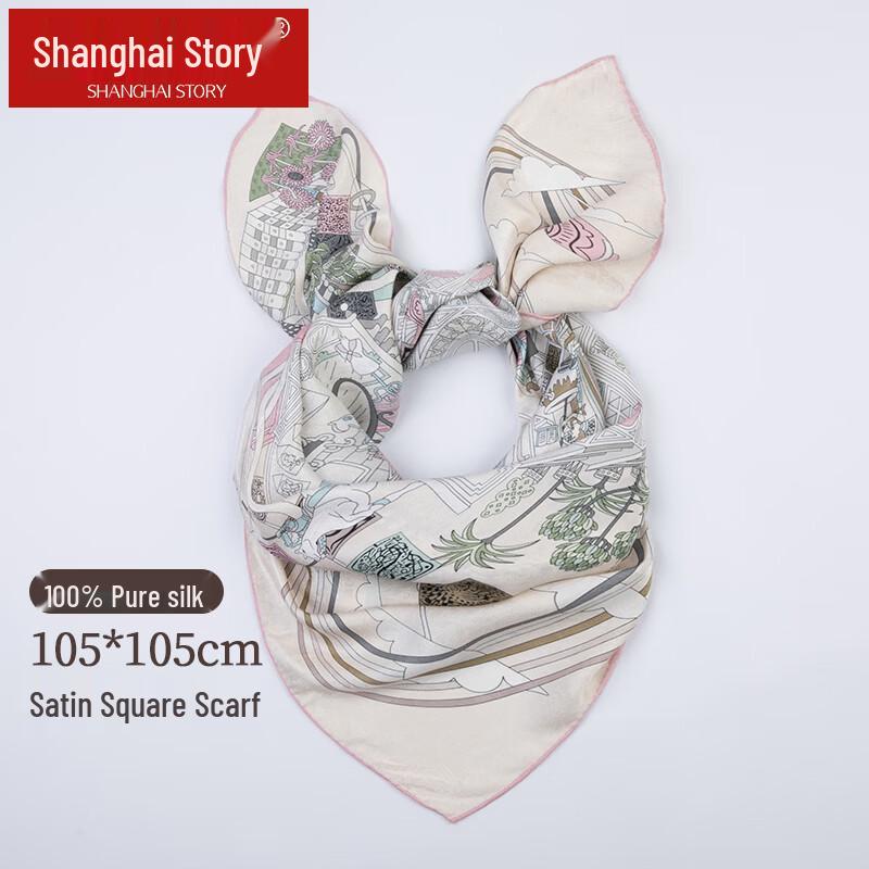 Shanghai Story 100% Mulberry Silk Large Square Scarf Shawl