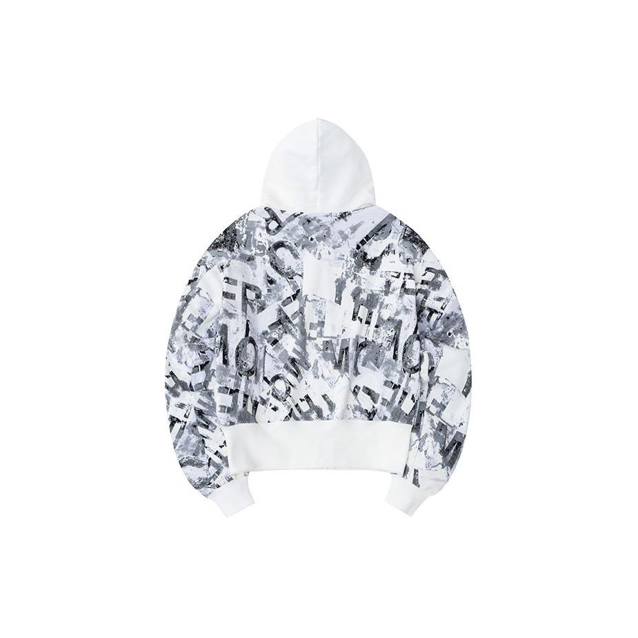 Anta Full Print Letter Zipper Hooded Loose Jacket Women Jacket Pure-White 162418719-2