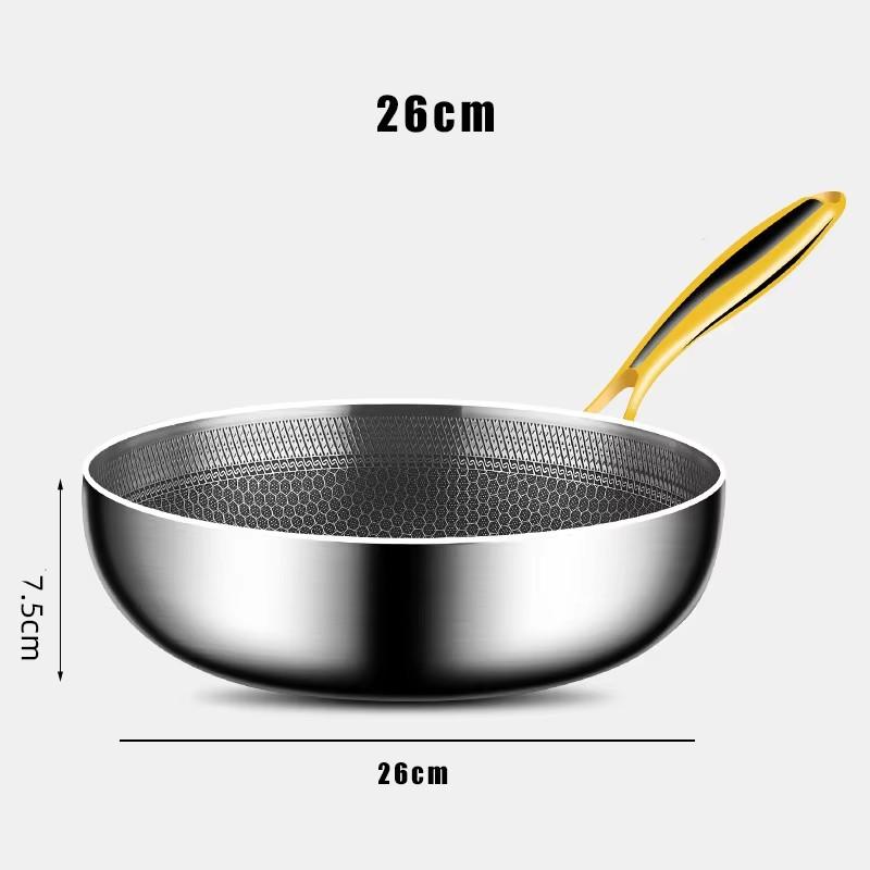 Padella Wok in Acciaio Inossidabile 316 Antiaderente Cottura Nido d'Ape Bistecca Pentola Piano Cottura a Gas Induzione Generale Casseruola Utensili da Cucina