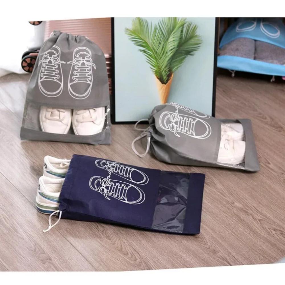 5 pezzi/set Borsa Porta Scarpe con Bocca a Coulisse in Tessuto Non Tessuto Ispessito Grande Capacità Viaggio Impermeabile Borsa Porta Scarpe Antiumidità