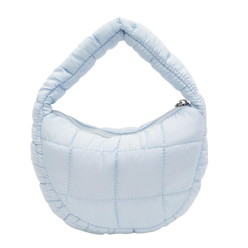 Niche fashionable pleated cloud bag women's solid color personalized hand carry cotton clothing bag