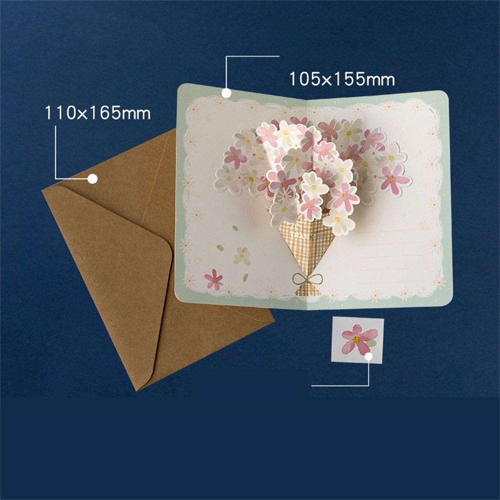 Flower 3D Greeting Card Festival Valentine's Mother's Teacher's Day Thanksgiving Blessing Card Confession Handwritten Card