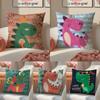 Cute Cartoon Dinosaur Cushion Cover Linen Pillowcase Cover Soft Decor for Sofa Home Room