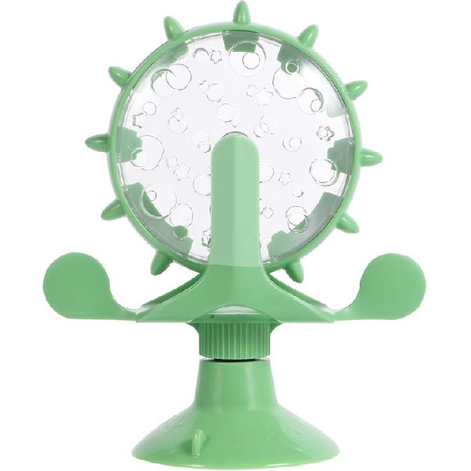 iplusmile Interactive Cat Snack Dispenser Toy,360Degree Rotating Windmill Toy Fun Pet Puzzle Cat Feeder Toy,Suitable for small pets,Feeding Toy with зелёный