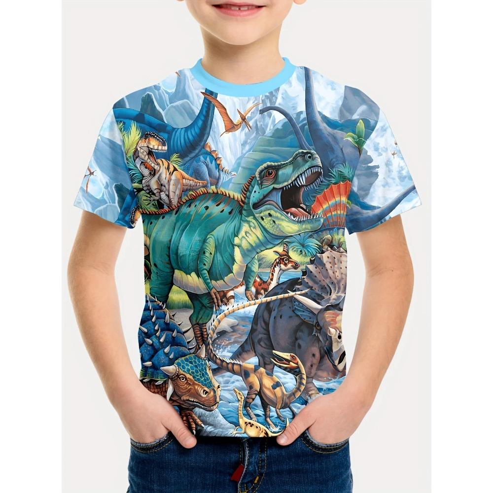Fashion Dinosaur 3D Printed Kids Clothes Boys T Shirt Cartoon Top Shirts Round Neck Children Tops Short Sleeve Children T-Shirt