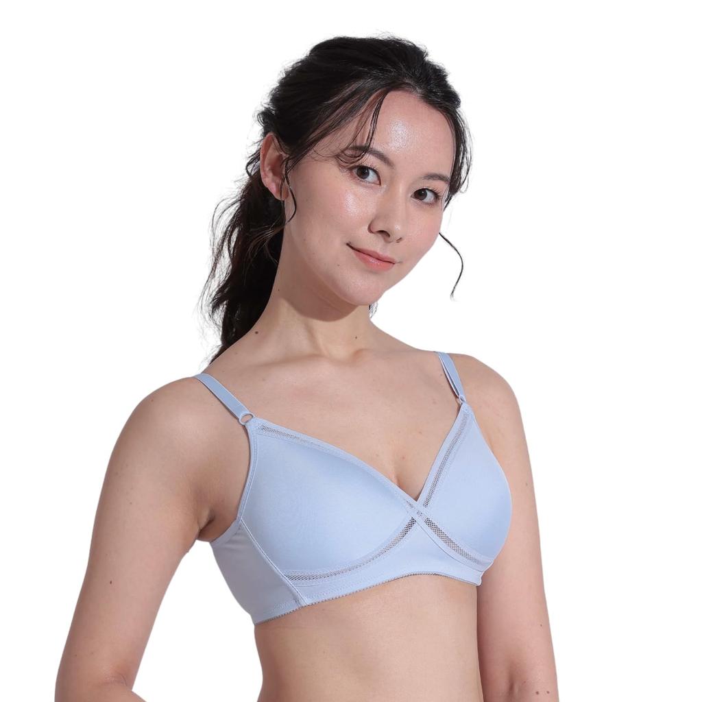 Wireless Cross Comfortable To Molded Cup Lavender Blue [Lucian] Bra, Mesh, Breathable, Wear, Bra, Women's,