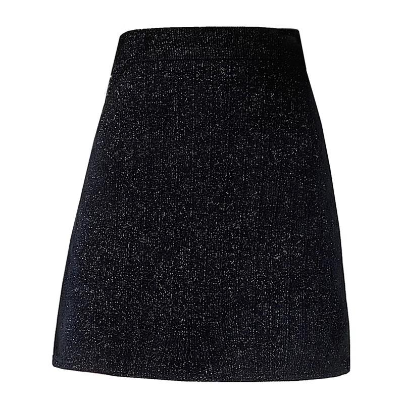 Highlights Women's Black Woolen High-Waisted Plus Size Bodycon Skirt - Petite, Short for Autumn/Winter 2025