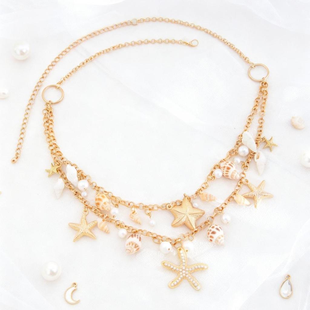 European & American Beach Resort Pearl and Starfish Waist & Body Chain