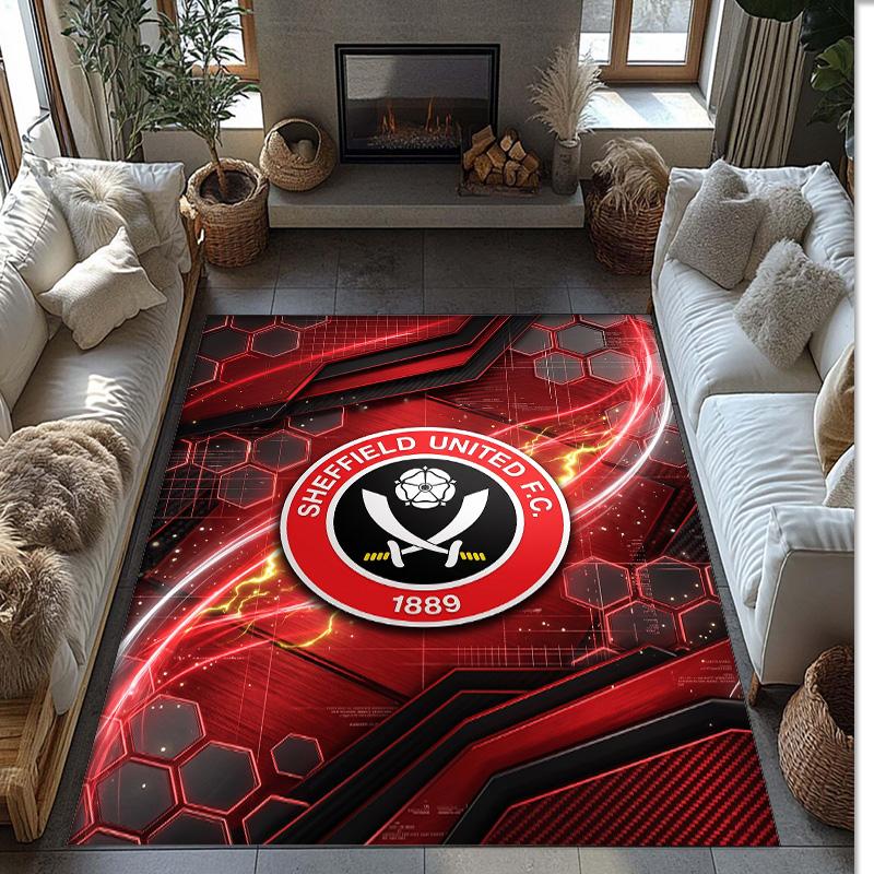Sheffield United Football Print Crystal Velvet Rug, Comfortable Water Absorbent Non Slip Indoor Floor Carpet