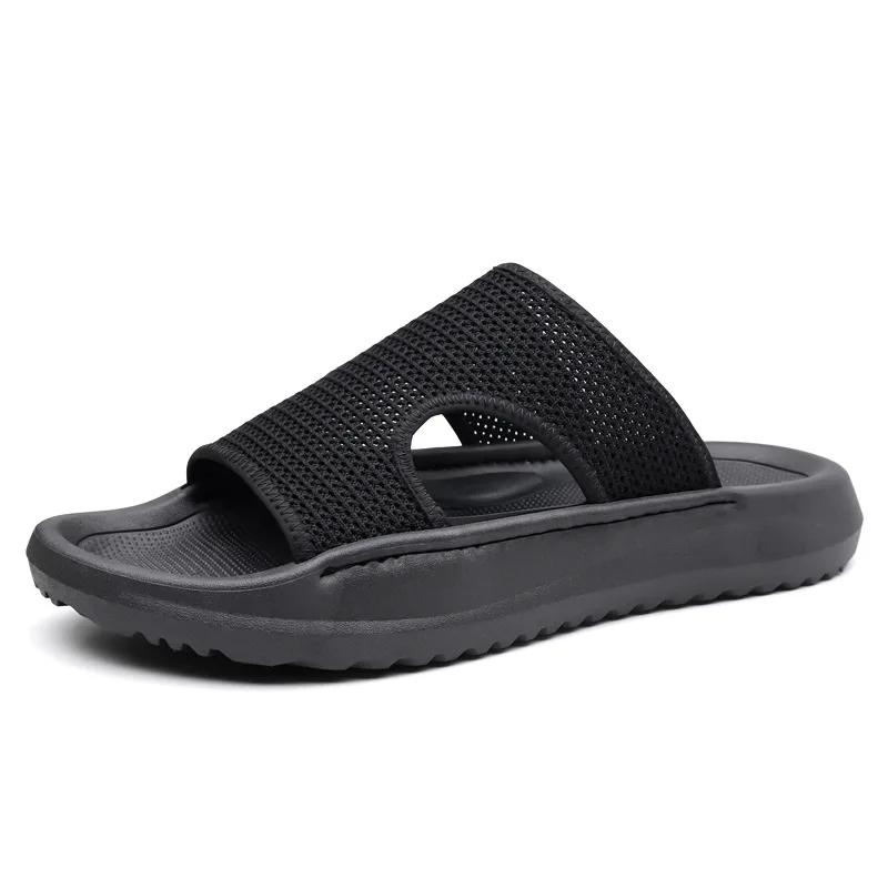 Summer Men Shoes Fashion Slippers Mesh Upper Casual Slides Comfortable Thick-soled Beach Shoes