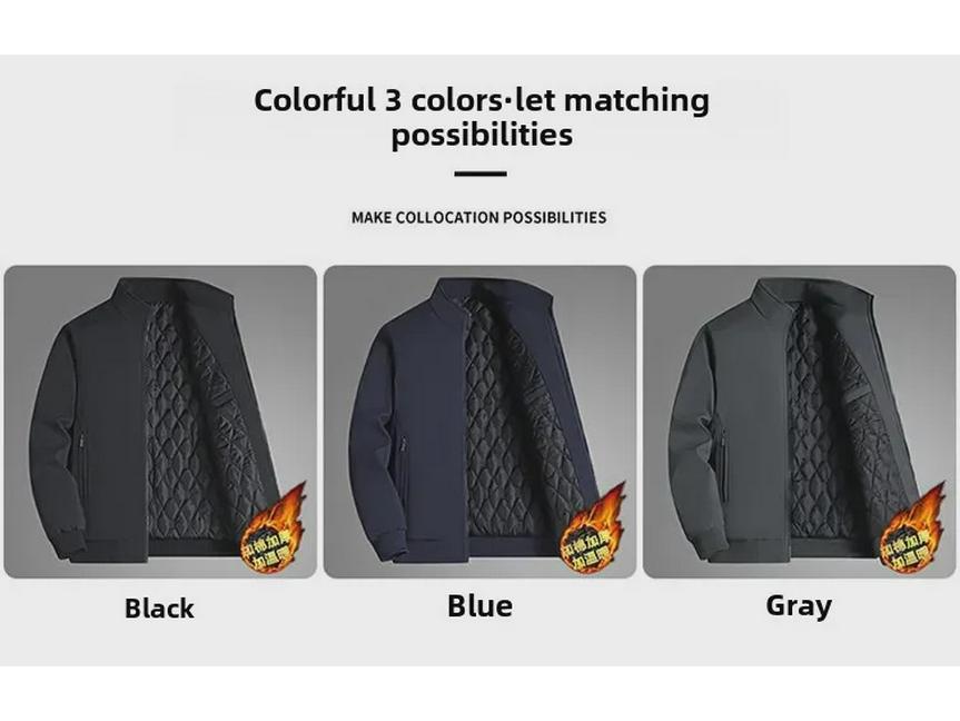 Grenzüberschreitende warme Baumwolljacke für Herren - Stehkragen, große Größe, lässig für Menschen mittleren Alters und ältere Menschen