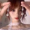 French Long Pearl Earrings, Retro Court Style Light Luxury Earrings, Mosquito Coil Ear Clips, No Ear Piercings.
