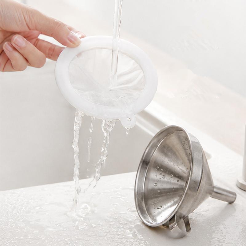100/120/200/300/400/450 Mesh Nylon Filter Stainless Steel Funnel For Fruit Milk Traditional Chinese Medicine Oil White Wine