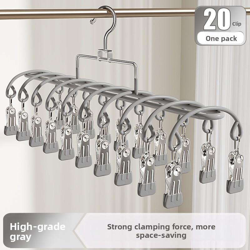 Multi-clip socks drying rack Household stainless steel windproof hanger Baby socks clip Balcony drying underwear hanger