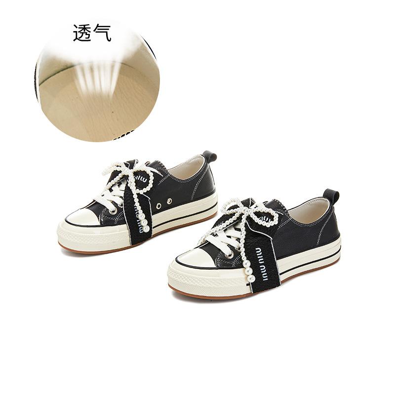 First layer cowhide little white shoes women s spring bow single shoes women s platform women s shoes 35